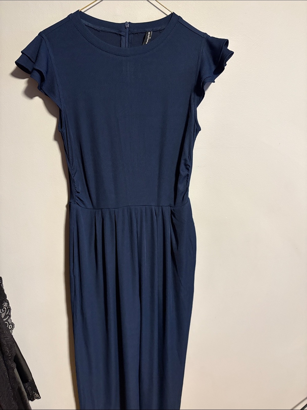 Classic Navy Maxi Dress with Flutter Cap Sleeves